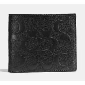 COACH 3-1 Signature Wallet Black C Embossed